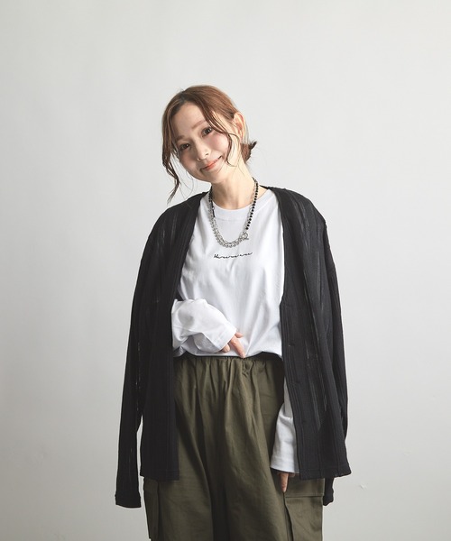 B'day(ビーデイ)の「ヘヴィウェイト天竺 刺繍 長袖 クルーネック(Tシャツ/カットソー・レディース・ブラック/ホワイト/モスグリーン・LARGE/MEDIUM)」の16枚目の写真