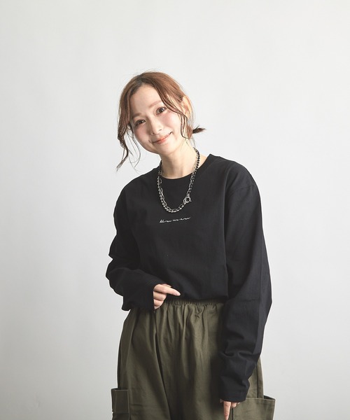 B'day(ビーデイ)の「ヘヴィウェイト天竺 刺繍 長袖 クルーネック(Tシャツ/カットソー・レディース・ブラック/ホワイト/モスグリーン・LARGE/MEDIUM)」の20枚目の写真