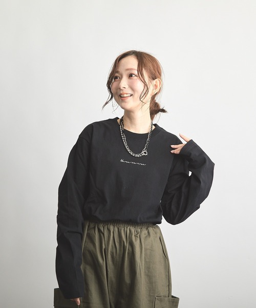 B'day(ビーデイ)の「ヘヴィウェイト天竺 刺繍 長袖 クルーネック(Tシャツ/カットソー・レディース・ブラック/ホワイト/モスグリーン・LARGE/MEDIUM)」の21枚目の写真