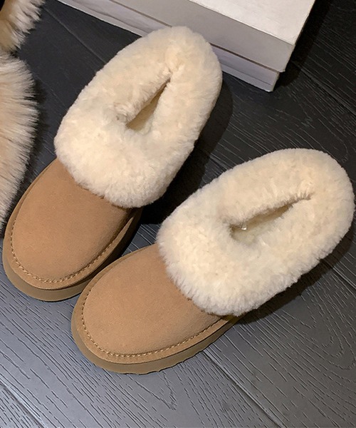 WEGO（ウィゴー）の「WEGO/フェイクムートンファーローブーツ（ブーツ・レディース・キャメル/ブラック・MEDIUM/LARGE/SMALL）」の7枚目の写真