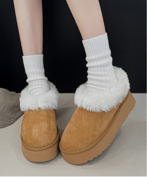 WEGO（ウィゴー）の「WEGO/大人気NO.1！フェイクムートンファーローブーツ（ブーツ・レディース・キャメル/ブラック・MEDIUM/LARGE/SMALL）」の7枚目の写真