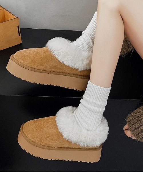 WEGO（ウィゴー）の「WEGO/大人気NO.1！フェイクムートンファーローブーツ（ブーツ・レディース・キャメル/ブラック・MEDIUM/LARGE/SMALL）」の6枚目の写真