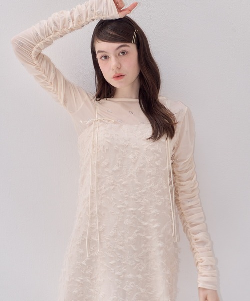 【セール】シャギージャガードキャミワンピース(調節可能)（ワンピース）｜muguet（ミュゲ）