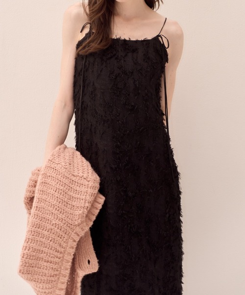 muguet（ミュゲ）の「シャギージャガードキャミワンピース(調節可能)（ワンピース・レディース・アイボリー/ブラック/ピンクベージュ・FREE）」の16枚目の写真