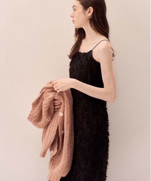 muguet（ミュゲ）の「シャギージャガードキャミワンピース(調節可能)（ワンピース・レディース・アイボリー/ブラック/ピンクベージュ・FREE）」の18枚目の写真