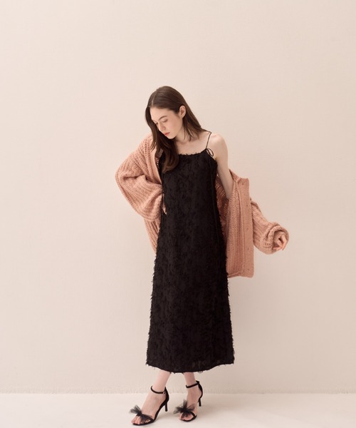 muguet（ミュゲ）の「シャギージャガードキャミワンピース(調節可能)（ワンピース・レディース・アイボリー/ブラック/ピンクベージュ・FREE）」の14枚目の写真