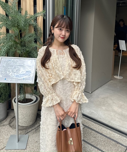 muguet（ミュゲ）の「シャギージャガードキャミワンピース(調節可能)（ワンピース・レディース・アイボリー/ブラック/ピンクベージュ・FREE）」の10枚目の写真