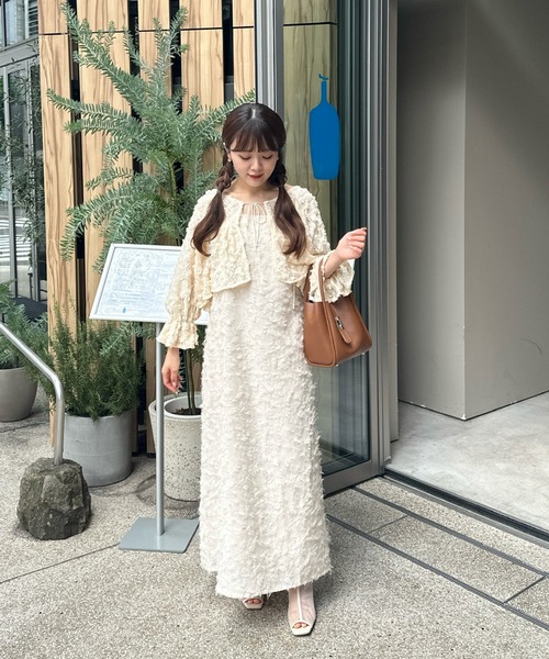 muguet（ミュゲ）の「シャギージャガードキャミワンピース(調節可能)（ワンピース・レディース・アイボリー/ブラック/ピンクベージュ・FREE）」の9枚目の写真