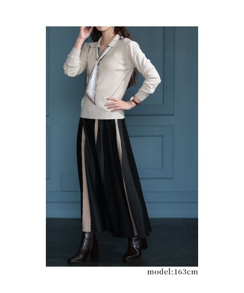 Sawa a la mode(サワアラモード)の「スカーフ付きスキッパーニットトップス(ニット/セーター・レディース・ベージュ/グリーン・FREE)」の14枚目の写真