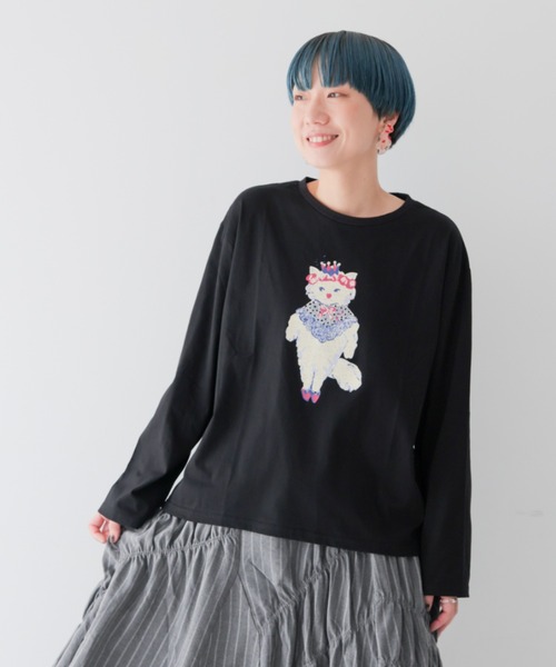 unica(ユニカ)の「おめかしcatスパンコールロンT(Tシャツ/カットソー・レディース・オフホワイト/ブラック・F)」の7枚目の写真