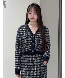 EATME | ツイードライクニットカーディガン（セットアップ可能）(カーディガン/ボレロ)