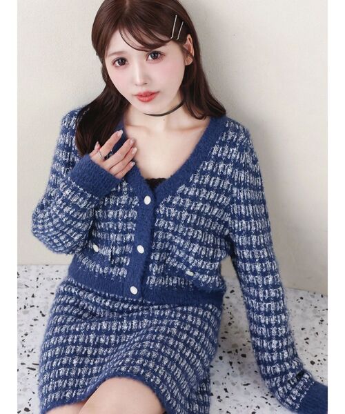 EATME（イートミー）の「ツイードライクニットカーディガン（セットアップ可能）（カーディガン/ボレロ・レディース・ブラック/ネイビー/レッド/オフホワイト・FREE）」の10枚目の写真