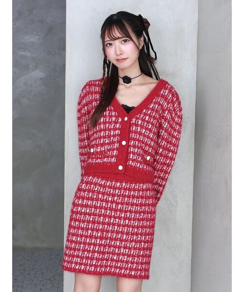 EATME（イートミー）の「ツイードライクニットカーディガン（セットアップ可能）（カーディガン/ボレロ・レディース・ブラック/ネイビー/レッド/オフホワイト・FREE）」の13枚目の写真