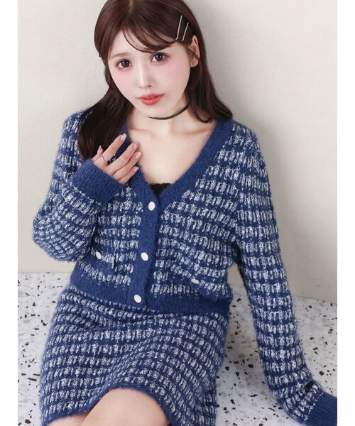 EATME（イートミー）の「ツイードライクニットカーディガン（セットアップ可能）（カーディガン/ボレロ・レディース・ブラック/ネイビー/レッド/オフホワイト・FREE）」の16枚目の写真