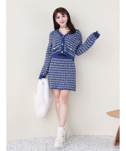 EATME（イートミー）の「ツイードライクニットカーディガン（セットアップ可能）（カーディガン/ボレロ・レディース・ブラック/ネイビー/レッド/オフホワイト・FREE）」の18枚目の写真