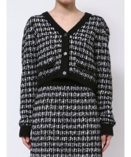 EATME（イートミー）の「ツイードライクニットカーディガン（セットアップ可能）（カーディガン/ボレロ・レディース・ブラック/ネイビー/レッド/オフホワイト・FREE）」の5枚目の写真