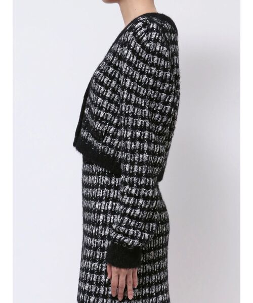 EATME（イートミー）の「ツイードライクニットカーディガン（セットアップ可能）（カーディガン/ボレロ・レディース・ブラック/ネイビー/レッド/オフホワイト・FREE）」の6枚目の写真