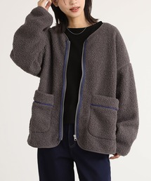 裏フリースボアジップカーディガン