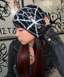 XU | ストリートファッション XU エックスユー mohair beanie spider beanie モヘアビーニー スパイダーニット帽 ニットキャップ ロゴビーニー 韓国ファッション 韓国ストリート Y2K(ニットキャップ/ビーニー)