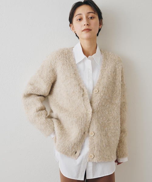 Whim Gazette（ウィムガゼット）の「ミックスヤーンニットカーディガン（カーディガン/ボレロ・レディース・ブラック/グレー/ベージュ・FREE）」の3枚目の写真