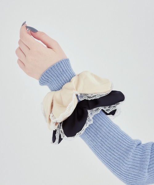 ss55、幅広シュシュ、レースフラワー(パープル)わんちゃん猫ちゃん用 ss55様専用、幅広シュシュ、レースフラワー(パープル)わんちゃん猫ちゃん用