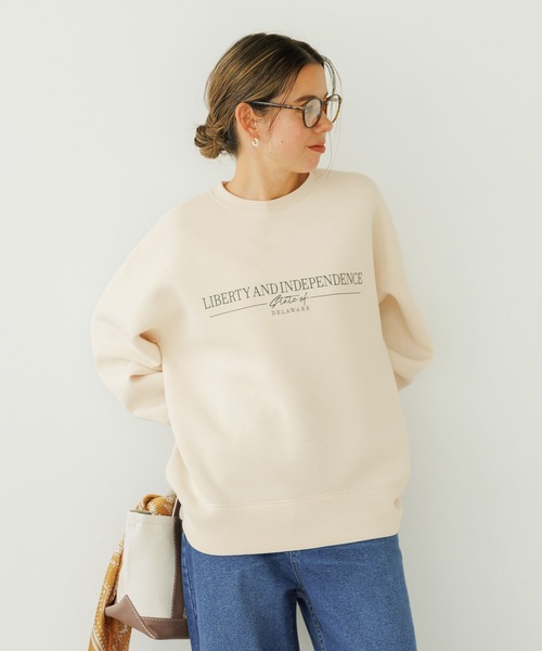 BAYFLOW（ベイフロー）の「[軽量で柔らか]アソートロゴダンボールプルオーバー（Tシャツ/カットソー・レディース・オフホワイト/チャコール/ベージュ/ピンク・FREE）」の2枚目の写真