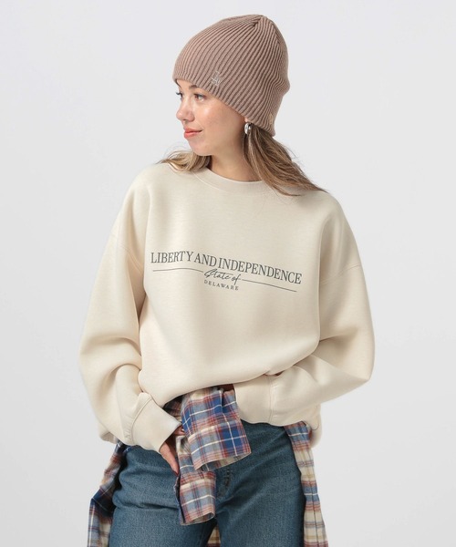 BAYFLOW（ベイフロー）の「[軽量で柔らか]アソートロゴダンボールプルオーバー（Tシャツ/カットソー・レディース・オフホワイト/チャコール/ベージュ/ピンク・FREE）」の6枚目の写真