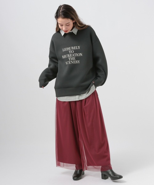 BAYFLOW（ベイフロー）の「[軽量で柔らか]アソートロゴダンボールプルオーバー（Tシャツ/カットソー・レディース・オフホワイト/チャコール/ベージュ/ピンク・FREE）」の9枚目の写真