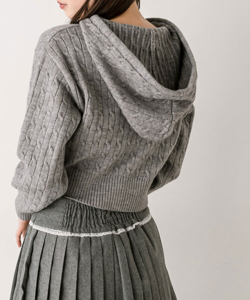 OLIVE des OLIVE(オリーブデオリーブ)の「ふわもちケーブルパーカー(パーカー・レディース・オフホワイト/チャコールグレー/サックスブルー/ブラウン・FREE)」の11枚目の写真