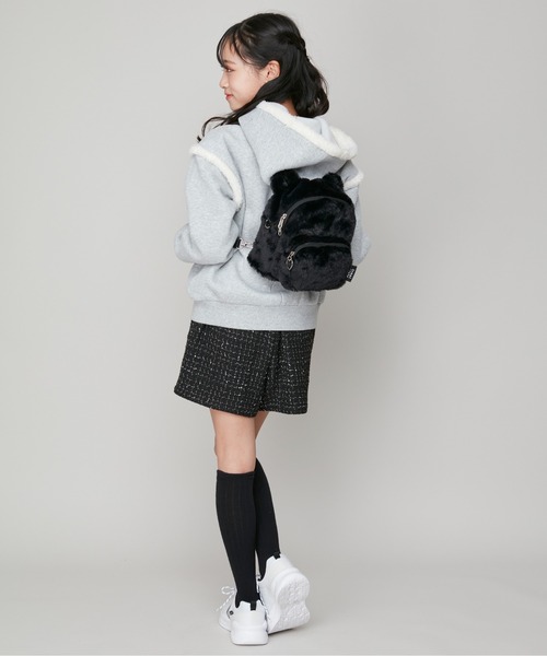 SISTER JENNI(SISTER JENNI)の「【あったか】裏起毛ボアロゴパーカー(パーカー・キッズ・グレー/ブラック・150cm/160cm/140cm/130cm)」の8枚目の写真