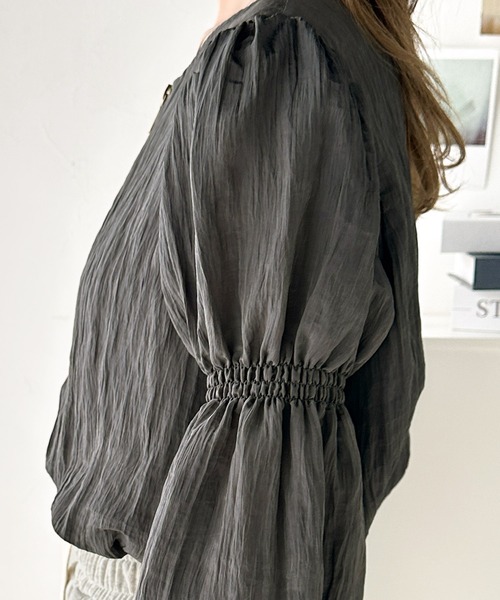 セール】高級感＆カジュアル感。袖ギャザー入りボリュームスリーブ