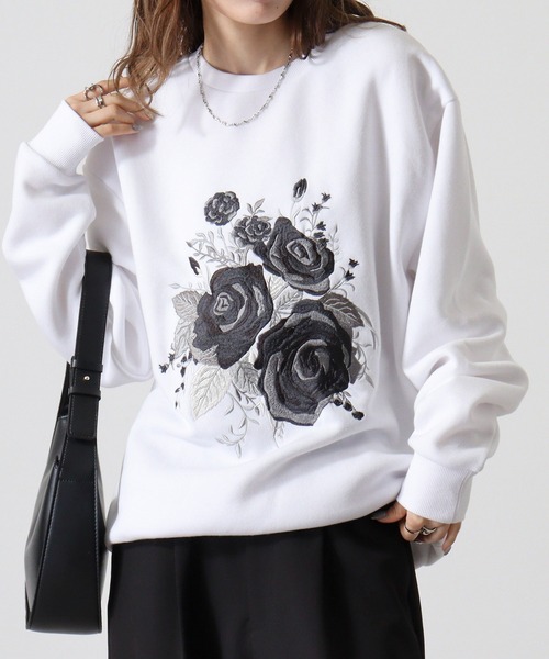 FUNALIVE(ファンアライブ)の「WS select ストレッチ裏起毛 バラ刺繍スウェットシャツ(スウェット・メンズ・ブラック/ブラック系その他/ホワイト・M/L)」の21枚目の写真