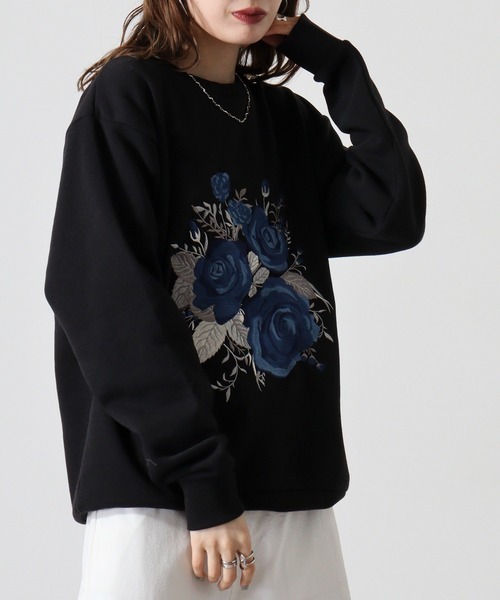 FUNALIVE(ファンアライブ)の「WS select ストレッチ裏起毛 バラ刺繍スウェットシャツ(スウェット・メンズ・ブラック/ブラック系その他/ホワイト・M/L)」の10枚目の写真