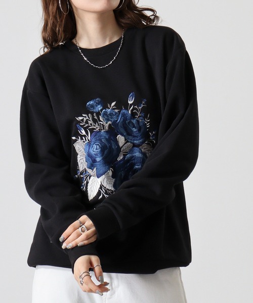 FUNALIVE(ファンアライブ)の「WS select ストレッチ裏起毛 バラ刺繍スウェットシャツ(スウェット・メンズ・ブラック/ブラック系その他/ホワイト・M/L)」の11枚目の写真