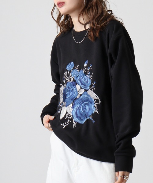 FUNALIVE(ファンアライブ)の「WS select ストレッチ裏起毛 バラ刺繍スウェットシャツ(スウェット・メンズ・ブラック/ブラック系その他/ホワイト・M/L)」の12枚目の写真