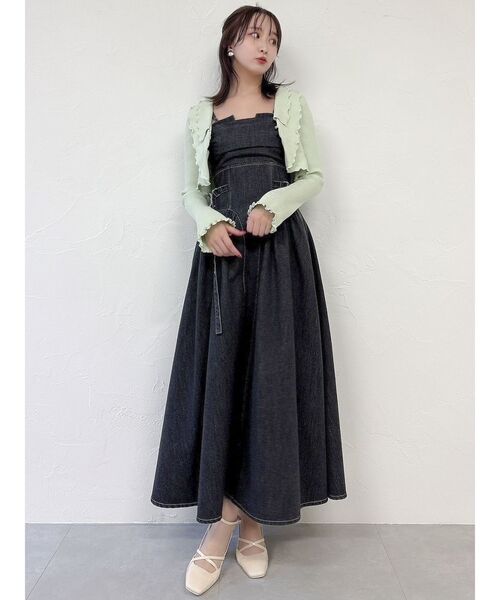 dazzlin（ダズリン）の「フリルメローショートボレロ（カーディガン/ボレロ・レディース・オフホワイト/グリーン/ピンク/ブラック・FREE）」の6枚目の写真