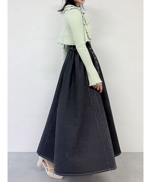 dazzlin（ダズリン）の「フリルメローショートボレロ（カーディガン/ボレロ・レディース・オフホワイト/グリーン/ピンク/ブラック・FREE）」の8枚目の写真