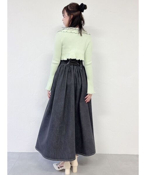 dazzlin（ダズリン）の「フリルメローショートボレロ（カーディガン/ボレロ・レディース・オフホワイト/グリーン/ピンク/ブラック・FREE）」の9枚目の写真