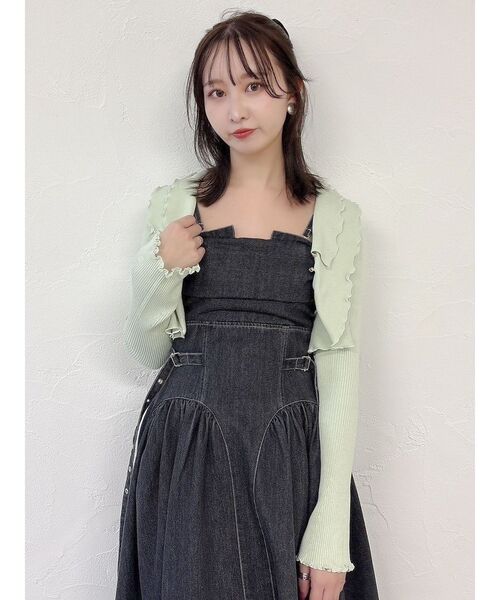 dazzlin（ダズリン）の「フリルメローショートボレロ（カーディガン/ボレロ・レディース・オフホワイト/グリーン/ピンク/ブラック・FREE）」の11枚目の写真