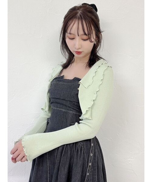 dazzlin（ダズリン）の「フリルメローショートボレロ（カーディガン/ボレロ・レディース・オフホワイト/グリーン/ピンク/ブラック・FREE）」の12枚目の写真