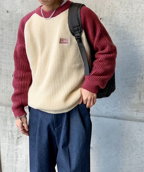 link lot(リンクロット)の「ビッグシルエットラグランニット(ニット/セーター・メンズ・ワイン/ブラック/パープル・L/M)」の17枚目の写真