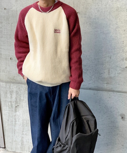 link lot(リンクロット)の「ビッグシルエットラグランニット(ニット/セーター・メンズ・ワイン/ブラック/パープル・L/M)」の18枚目の写真