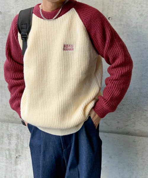 link lot(リンクロット)の「ビッグシルエットラグランニット(ニット/セーター・メンズ・ワイン/ブラック/パープル・L/M)」の21枚目の写真