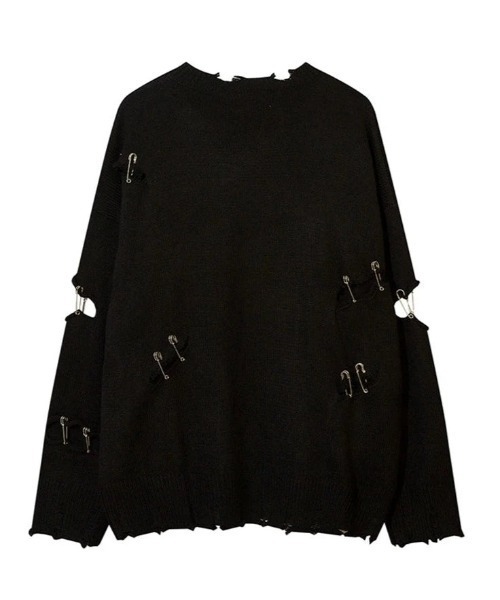 KsG(ケーエスジー)の「オーバーサイズダメージピンニット(ニット/セーター・レディース・ブラック・MEDIUM/LARGE/X-LARGE)」の11枚目の写真