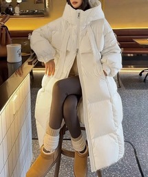 フード付きフェイクダウンコートレディース
