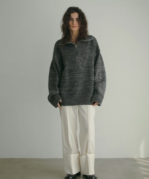 セール】ミックスヤーンハーフジップニットプルオーバー（ニット