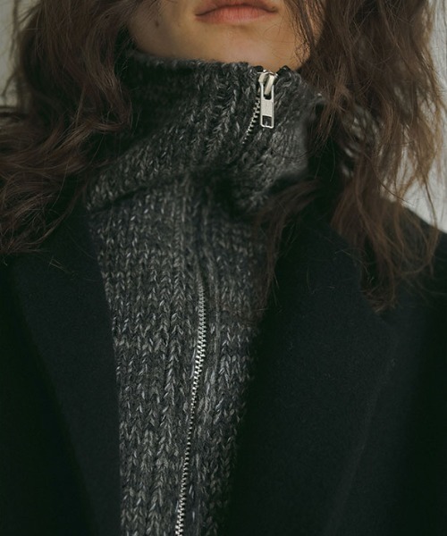 セール】ミックスヤーンハーフジップニットプルオーバー（ニット