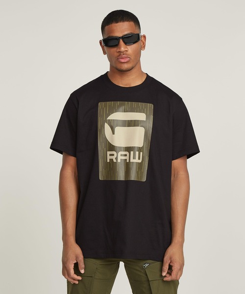 送料込★G-Star★Burger Box Rain Loose Fit Tシャツ セール】BURGER BOX RAIN LOOSE T-SHIRT/ボックスブランドロゴ