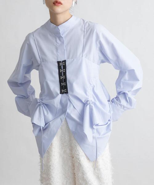 KBF（ケイビーエフ）の「ホックビスチェSETブラウス（シャツ/ブラウス・レディース・グリーン系その他/アイボリー/ライトブルー・ONE）」の10枚目の写真