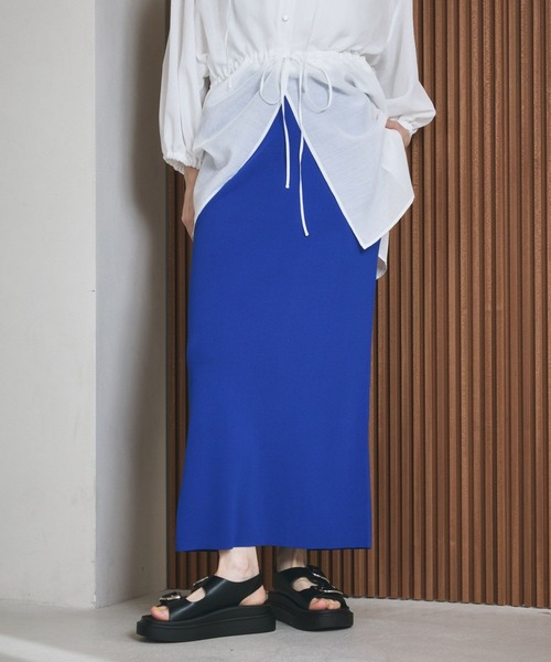 LEPSIM（レプシィム）の「14ゲージニットナロースカート　242468（スカート・レディース・グリーン/アイボリー/ブラック/パープル/カーキ/オレンジ/イエロー/ライトグレー/ライム/ボルドー/ブルー・TALL/FREE）」の8枚目の写真